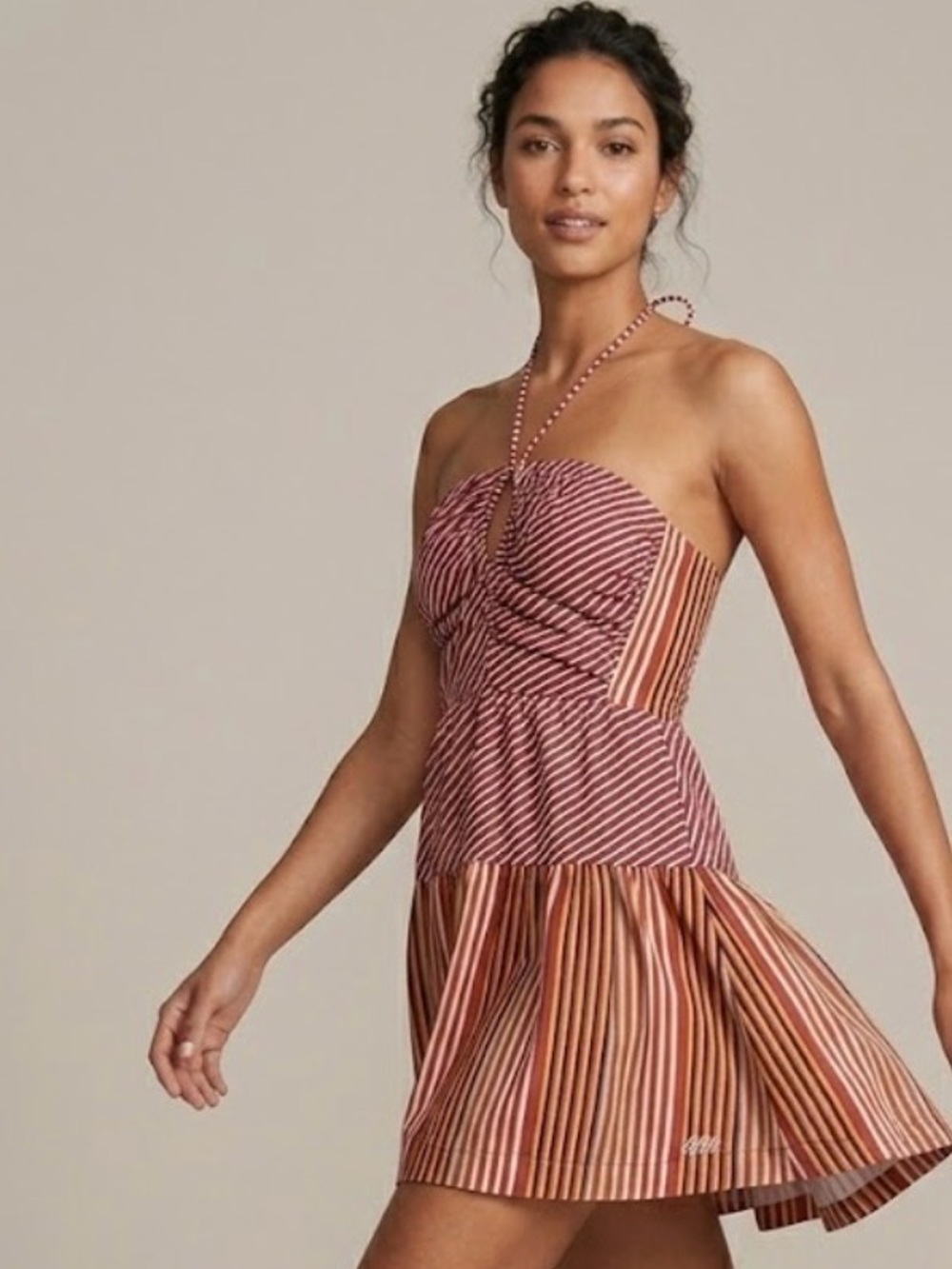 Emily Halter Mini Dress Stripped Summer Boho Size Medium Anthropologie - Picture 14 of 14